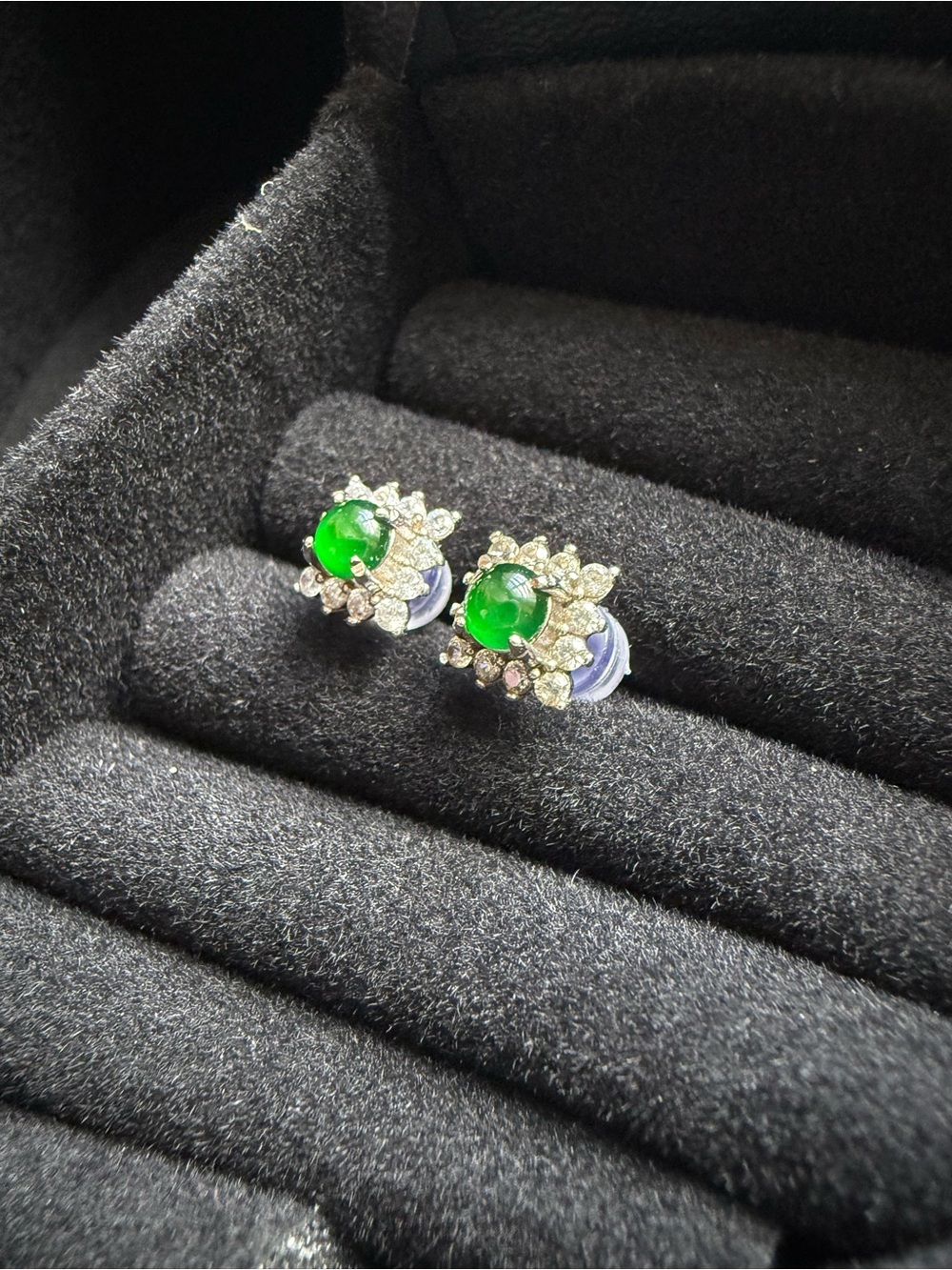 Natural Green Jade Floral Halo Stud Earrings - Women Jewelry 925 Silver